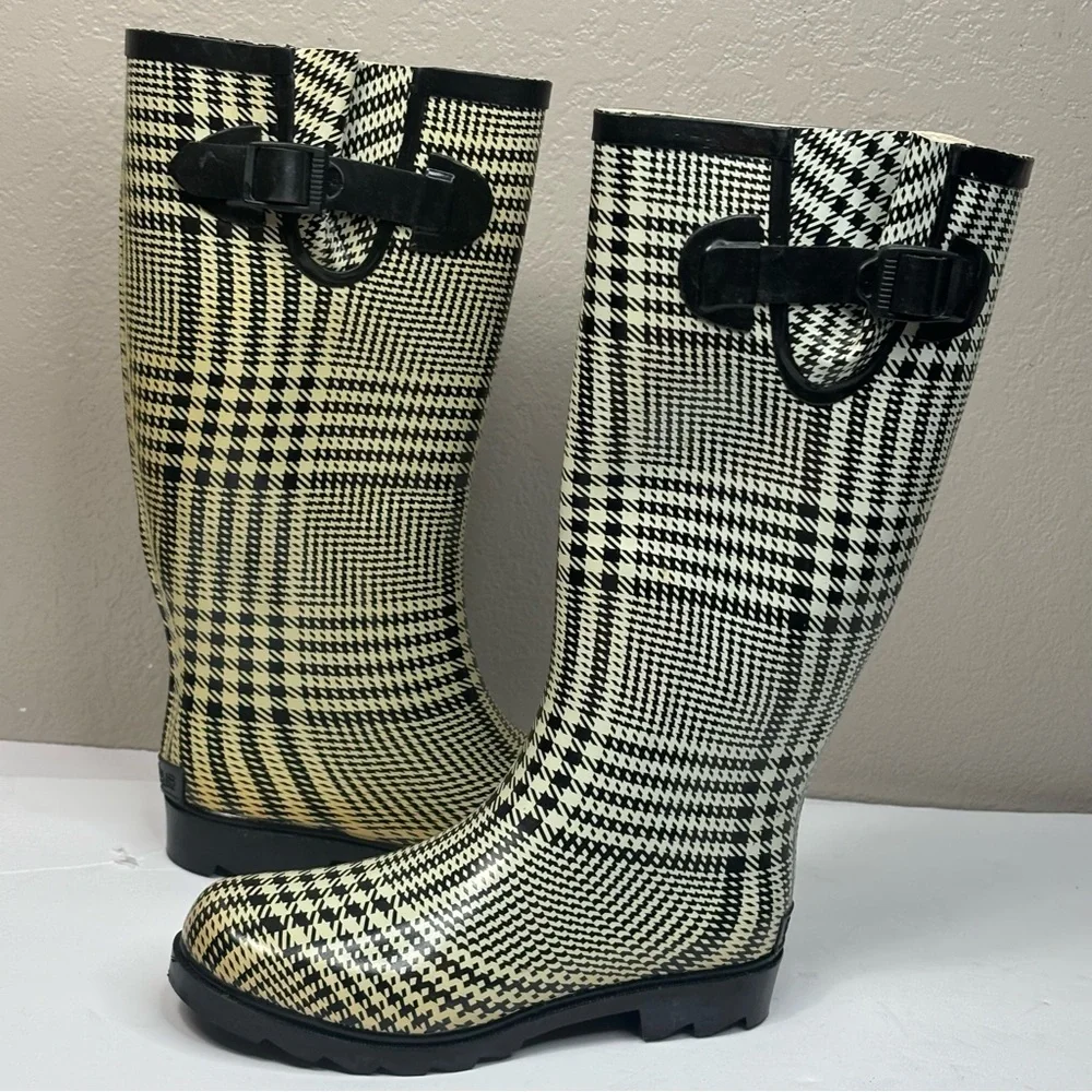 Corkys Houndstooth Rain Boots Size 6 Right Boot /Yellow Discoloration Work Boots